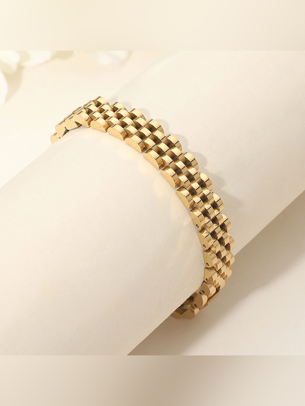 Gold Dipped Stainless Steel Jubilee Style Link Chain Bracelet